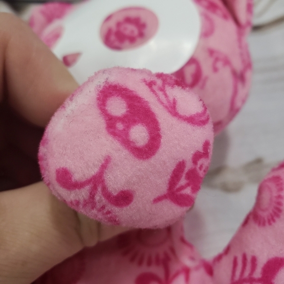 Rare Skelanimals Plush Kit Kat Floral Pattern Stuffed Doll 7 Pink White 7 Inch - Picture 6 of 13